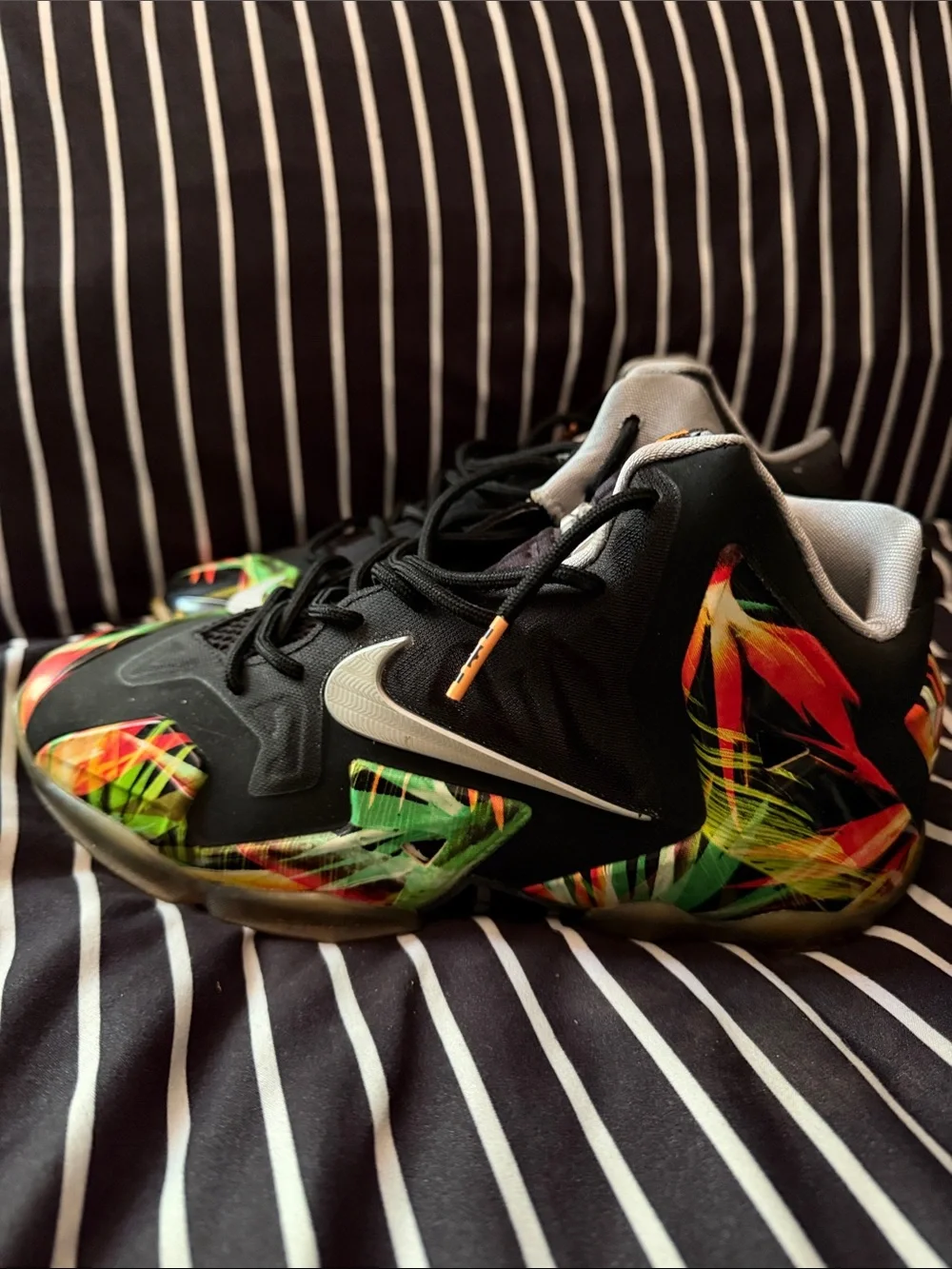 Nike Kids Black Sneakers with Multicolor Neon Graphics